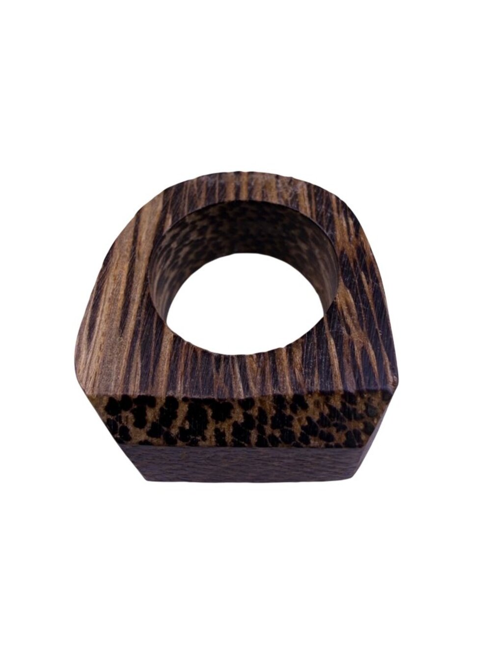 Wenge Wood Brown Handmade Geometric Ring Size 7 Unique Smooth Finish Jewelry